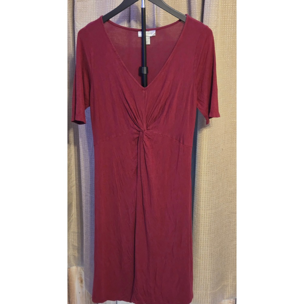 Motherhood Maternity V-Neck Twist Front Dress Women's Size Medium Red‎